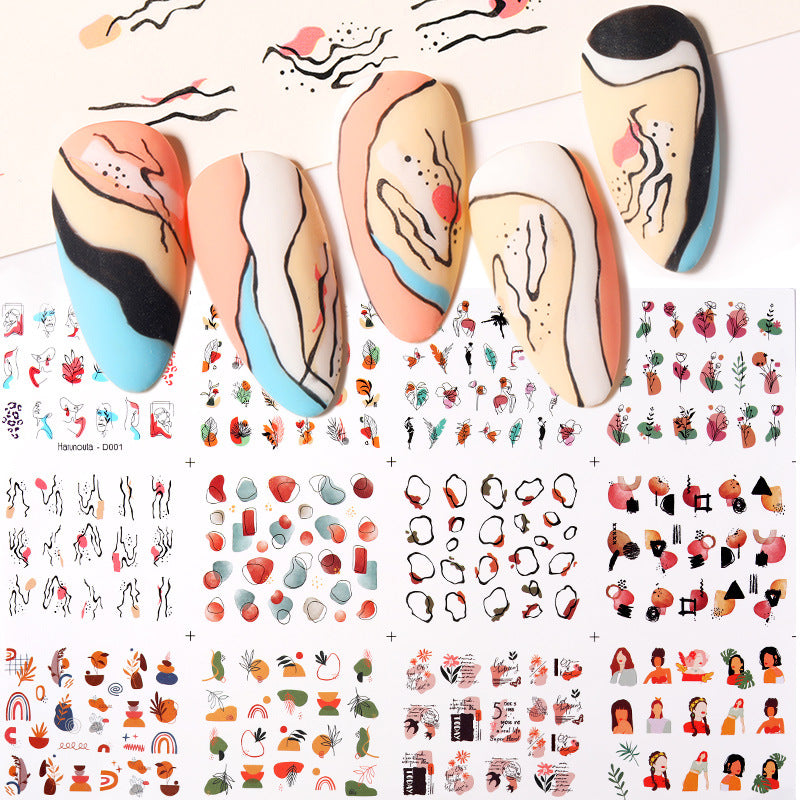 New Nail Art Watermark Sticker Art Leaves Character Decals – Styling Me Wow