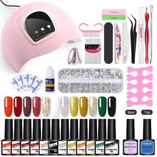 Phototherapy UV Nail Polish Glue Solid Color Sequins Nail Polish Glue Set